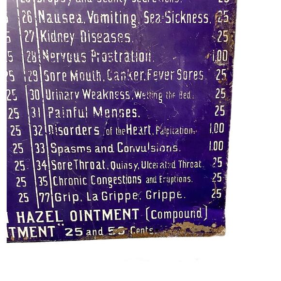 Antique Humphreys' Remedies Tin Sign from Display Medical Cabinet Door - Picture 2 of 7